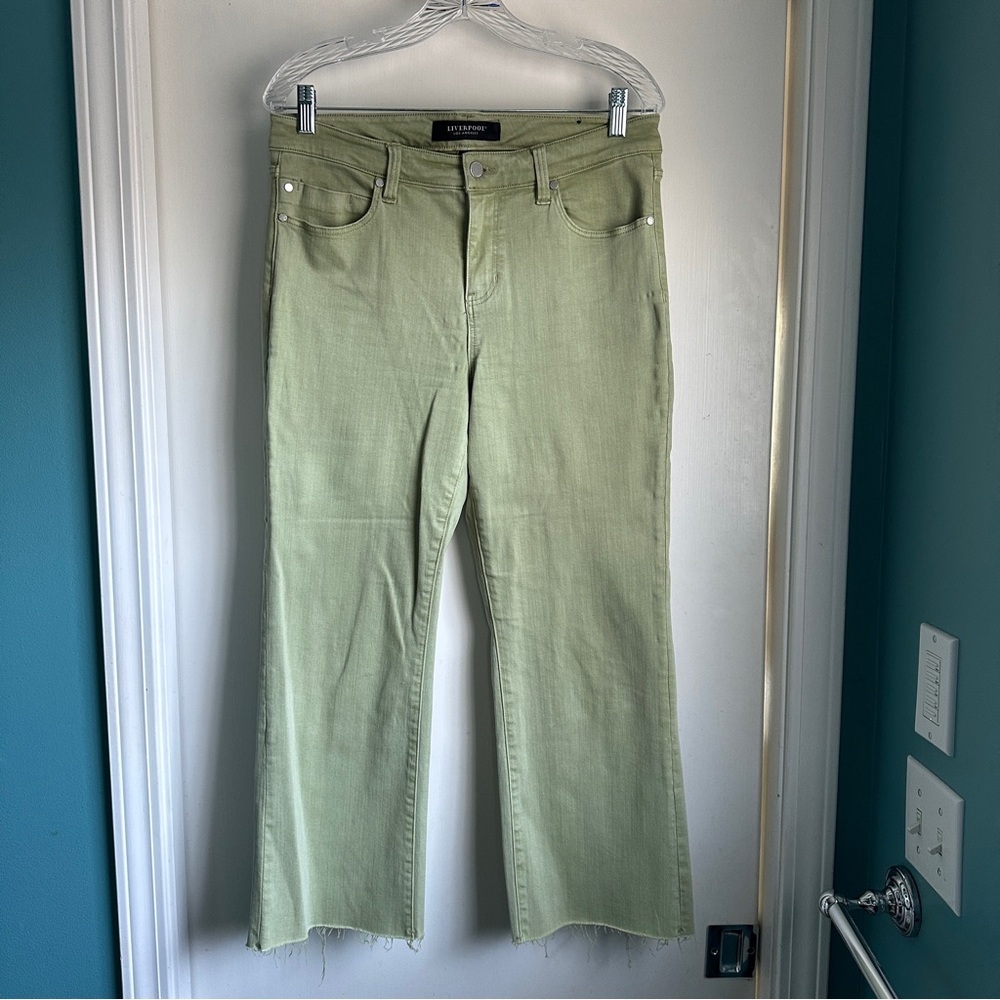 Liverpool wide leg green jeans
